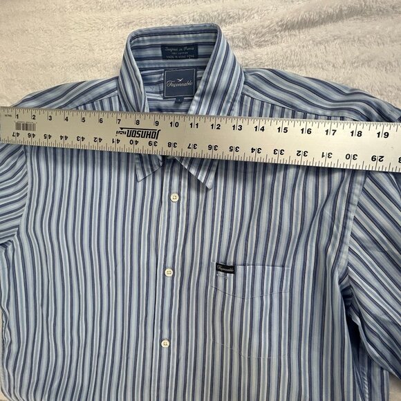 Faconnable Mens Long Sleeve Striped Button-Up Shirt Size Large Blue White Cotton - Picture 5 of 7